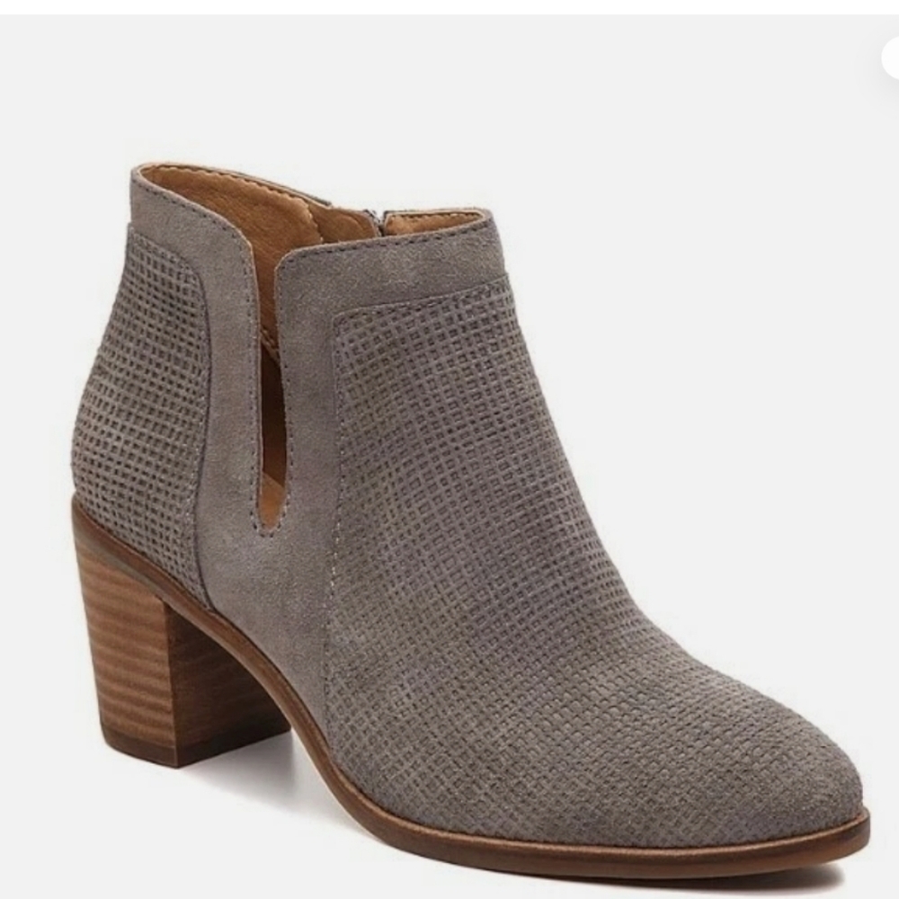 LUCKY BRAND PONIC LEATHER TITANIUM GREY WESTERN BOOTIE SIZE 8.5